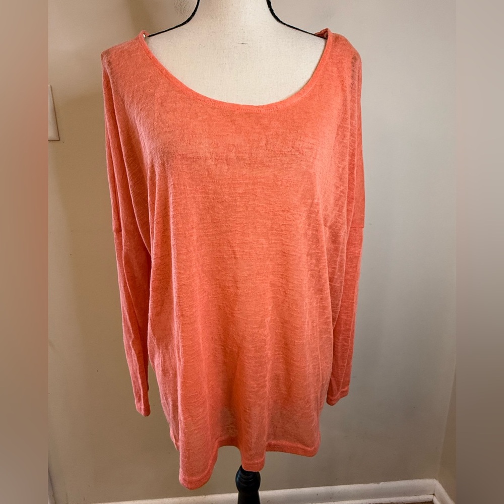 Umgee orange lightweight sweater scoop neckline long sleeves SZ M